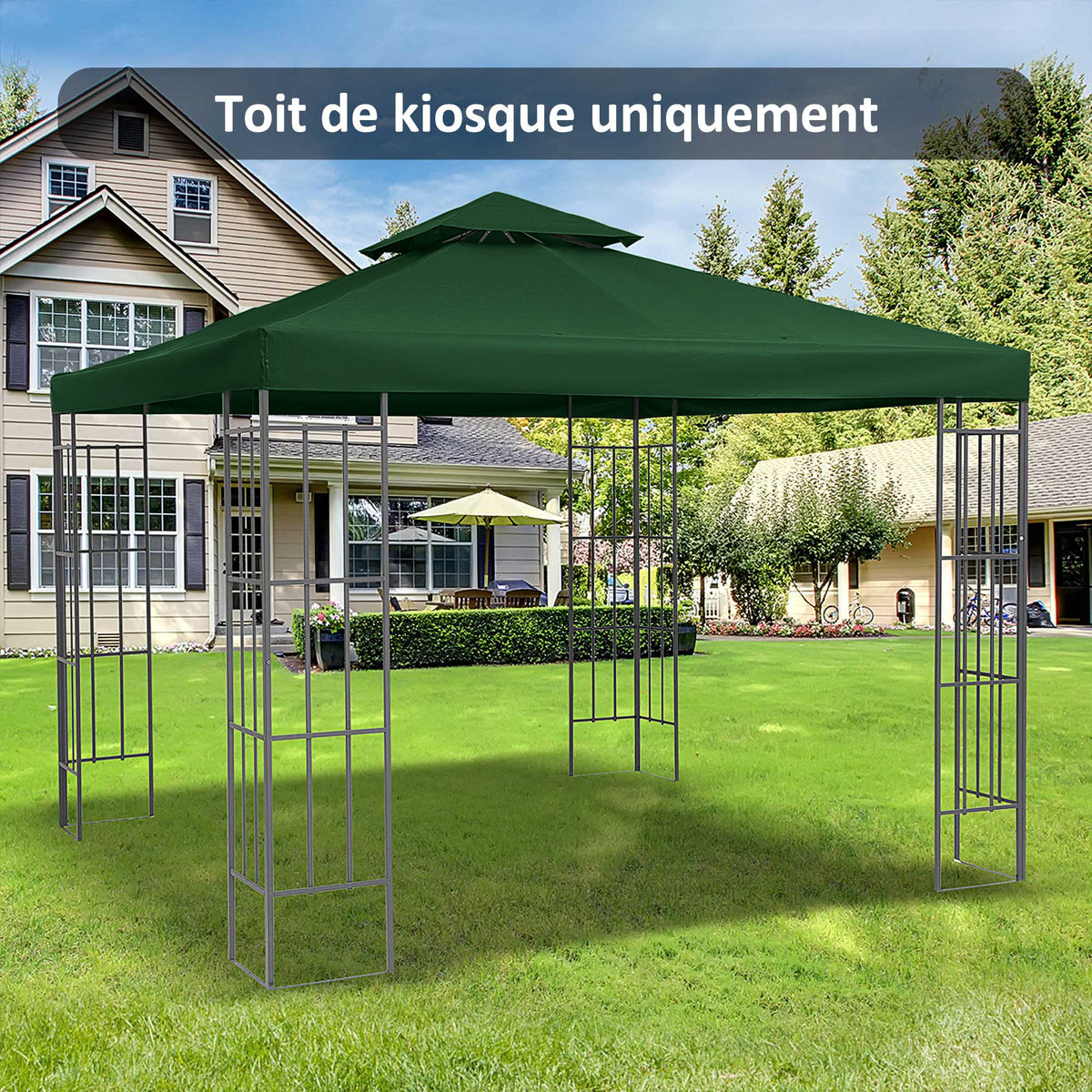 Toit de Remplacement pour Gazebo de Jardin Toile de Rechange pour pavillon tonnelle Tente 3 x 3 m Vert foncé-9