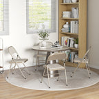 Lot de 4 chaises pliantes chaises de salle à manger portables cadre en acier dim. 45l x 46P x 78H cm beige-9