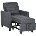 Fauteuil convertible 1 place 3 en 1 dossier réglable en 3 positions oreiller inclus 2 poches latérales 69x82x85cm gris-0