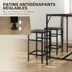 Ensemble table de bar industriel + 4 tabourets repose-pieds en bois couleur chêne cadre en métal noir-5