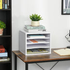 Lot de 2 organiseurs bureau bois blanc avec couches fournitures support d'imprimante dim. 35,5L x 25l x 28,6H cm-1