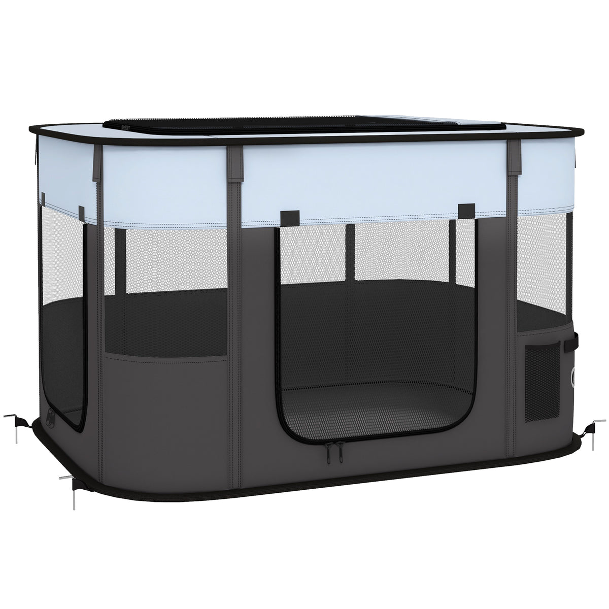 Parc enclos pliable pour chien chat petits animaux en tissu Oxford avec rangement 94 x 74 x 60 cm gris et noir-0