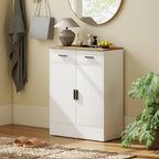 Buffet, meuble de rangement avec 2 portes, 2 tiroirs et étagère réglable, 68,6 x 35 x 90,3 cm, bois naturel et blanc-7