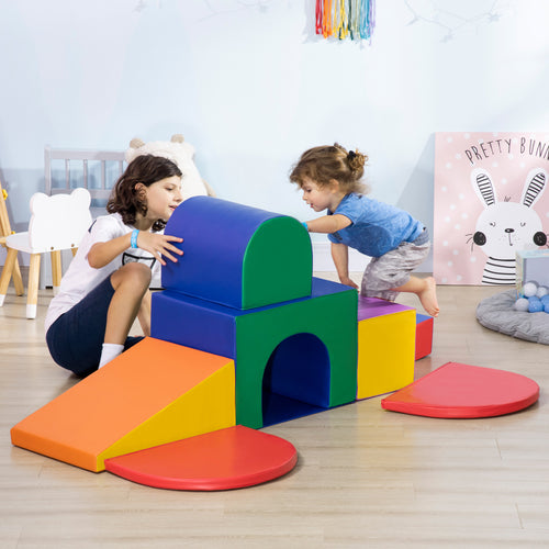 7PCS Parcours motricité bébé, jouet escalade, mousse blocs construction revêtement âge préscolaire, multicolore-1