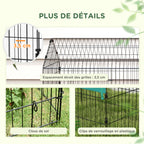 Parc enclos modulable acier avec bache pour lapins rongeurs petits animaux intérieur extérieur 220L x 85l x 103H cm-6
