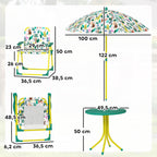 Ensemble Salon de Jardin Extérieur Enfant avec 2 Chaises Pliantes et Parasol, Thème Jungle, pour Jardin, Terrasse, Vert-2