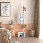 Meuble rangement porte-manteaux 2 en 1 cosy 40L x 30l x 180H cm MDF blanc bois massif bambou-9