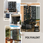 Panneau brise vue décoratif extérieur noir à motif végétal en métal - 122 x 45 x 198 cm-5
