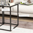 Lot de 2 tables basse gigogne, tables d'appoint empilable, plateau verre trempé cadre acier, patins antidérapants, noir-4