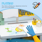 Bureau et chaise pour enfant avec support de lecture casier crochet et porte stylo 60 x 45x 90-102 cm gris-6