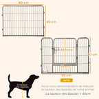 Parc pour chien, enclos chien 16 panneaux modulable et pliable, portable en acier avec portes 80 x 60 gris-2