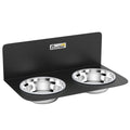 Gamelle Bol pour Chien Double Gamelle Support Mural 2 Bols Acier Inox 800ml Hauteur Réglable 42x23,5x14cm Noir-0