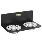 Gamelle Bol pour Chien Double Gamelle Support Mural 2 Bols Acier Inox 800ml Hauteur Réglable 42x23,5x14cm Noir-0