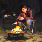 Chaise de camping chaise de pêche pliante, dossier haut, coussin amovible et sac de transport, 59x67x96cm, noir-1