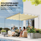 Toile de toit pour pergola tonnelle rétractable de 3 x 3 m - toile uniquement 250 x 255 cm crème-4