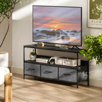 Meuble TV, meuble télé pour téléviseur jusqu'à 55 pouces avec 3 tiroirs et pieds en acier 120 x 29 x 56 cm noir-6
