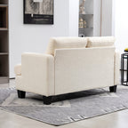 Canapé 2 places 120 cm avec coussins de dossier amovibles, tissu chenille pour salon, chambre, bureau, beige-7