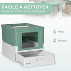 Maison de toilette pour chat pliable double porte battante et supérieure pelle fourni 47,5 x 35,5 x 36,7 cm vert-3