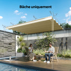 Toile de toit pour pergola tonnelle rétractable de 4 x 3 m - toile uniquement 350 x 260 cm beige-9