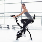 Vélo d'Appartement Pliable 4-en-1 - Ergomètre Magnétique Silencieux avec Cordes de Résistance - Sport Maison et Cardio-training avec Roulettes, Selle Confort et LCD (Max 120kg), Noir-1
