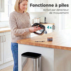 Poubelle à capteur de mouvement ouverture automatique 1 bac de 50 L en acier inoxydable-4