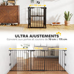Barrière de sécurité parc enclos chien modulable pliable porte intégrée 300L max. x 74,5H cm métal PP noir-7