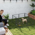 Parc pour chien enclos chien 8 panneaux modulable et pliable acier avec porte pour chiot intérieur extérieur 60 cm noir-7