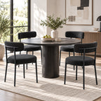 Lot de 4 chaises de salle à manger avec dossier en tissu pieds en acier 51 x 51 x 76 cm noir-1