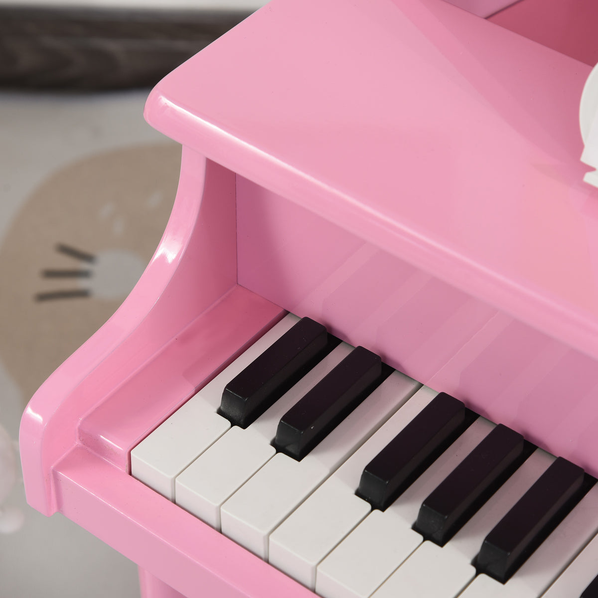 Piano à queue enfant en bois Piano enfant clavier de piano 30 touches - tabouret et pupitre inlus - Instrument de Musique - MDF rose-8