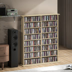 Rangements pour CD et DVD avec 16 compartiments et 12 étagères réglables capacité max. 720 CD/396 DVD et Blu-ray naturel-8