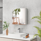 Armoire murale de salle de bain miroir placard de rangement 2 portes 3 niveaux étagère réglable 60 x 15 x 60 cm blanc-9