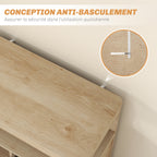 Buffet salon meuble de rangement avec placard à portes, étagère réglable et étagère ouvert, 60x30x81cm, bois naturel-6