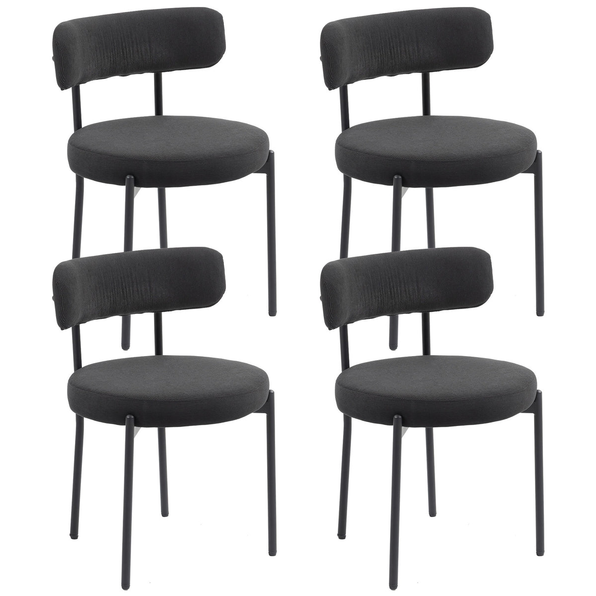 Lot de 4 chaises de salle à manger avec dossier en tissu pieds en acier 51 x 51 x 76 cm noir-9