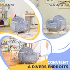 Fauteuil enfants canapé pour enfants hosphorescent avec motif étoilé, tissu velours, pour garçons et filles, gris-6