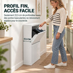 Meuble Poubelle de Tri Sélectif 60 L (4 x 15 L), 4 Compartiments, Fermeture Amortie, Seaux Intérieurs Amovibles, Blanc-4
