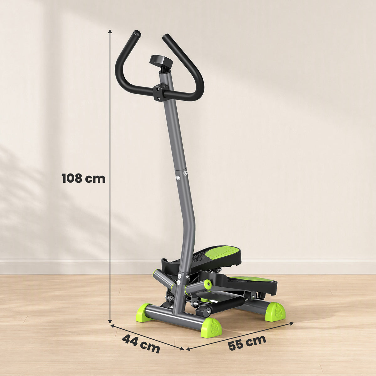 Stepper avec guidon stepper fitness appartement écran LCD résistance réglable acier gris vert noir-2