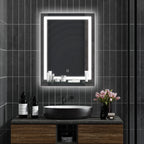 Miroir lumineux LED mural de salle de bain avec étagère intégrée 3 couleurs luminosité réglable interrupteur tactile-9