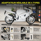 Béquille roue avant arrière charge 390 kg béquille d'atelier moto bras réglable en acier, fourche en forme de U + L noir-4