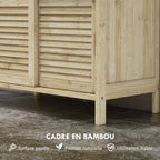 Meuble sous lavabo en Bambou, Meuble de Rangement pour Salle de Bain avec 2 Portes, 60 x 30 x 60 cm, Bois Naturel-6