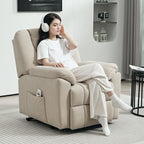 Fauteuil releveur électrique avec fonction massage et chauffage avec dossier inclinable, ports USB, télécommande, beige-7