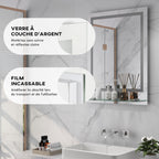Miroir rectangulaire mural lumineux LED de salle de bain 80 x 60 cm-7