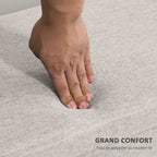 Banc coffre rangement rembourré aspect lin pour chambre à coucher, entrée, salon, charge 220 Kg, 110 x 39 x 45 cm, beige-5