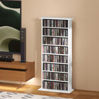 Rangements pour CD et DVD avec 8 compartiments et 6 étagères réglables, capacité max. 360 CD/185 DVD et Blu-ray, blanc-8