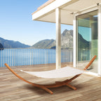 Hamac de jardin avec support en bois hamac sur pied 1 personne 3,92L x 1,2l x 1,1H m coloris crème marron-9