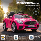 Voiture Électrique Enfants 12V Mercedes-Benz SL500, 3-5 km/h, 2 Moteurs, Télécommande 2,4G, pour 3-5 Ans, Rose-3
