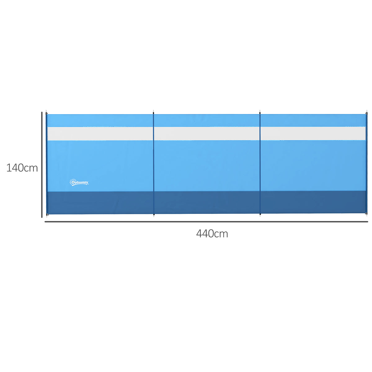 Paravent brise-vent de camping portable pliable avec sac de transport et poteaux en acier dim. 440 cm x 140 cm bleu-2