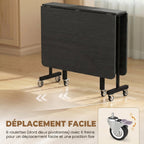 Table à Manger Pliante sur Roulettes pour 4-6 Personnes 120 cm, Roues avec Freins, 2 Abattants, Industriel, Noir-5