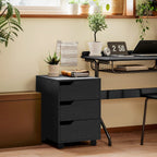 Caisson bureau mobile, meuble rangement bureau sur roulettes, 3 tiroirs, 40x50x57,5cm, noir-1