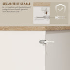 Buffet cuisine meuble cuisine rangement haut avec lumière LED RGB, plan de travail, 6 portes, 2 tiroirs, blanc-7