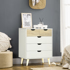 Commode 5 tiroirs meuble de rangement 4 pieds biseautés - bois, 60 x 40 x 77,5 cm, blanc-1